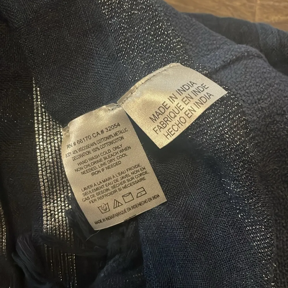 Navy Blue and Silver Infinity Scarf, One Size - Image 5