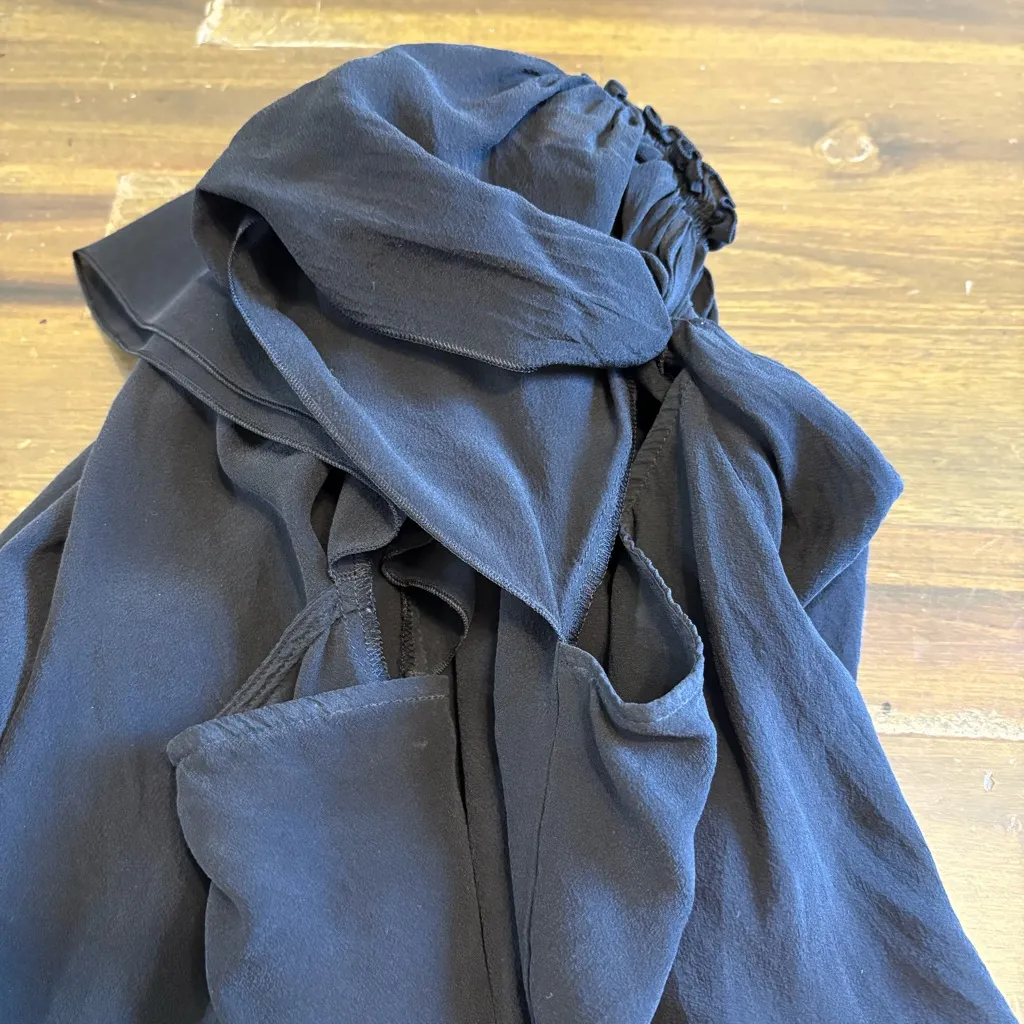 See By Chloe Back Sheer Top Blouse Ruffle Stretch Collar 6 Whimsigoth Silk - Image 7