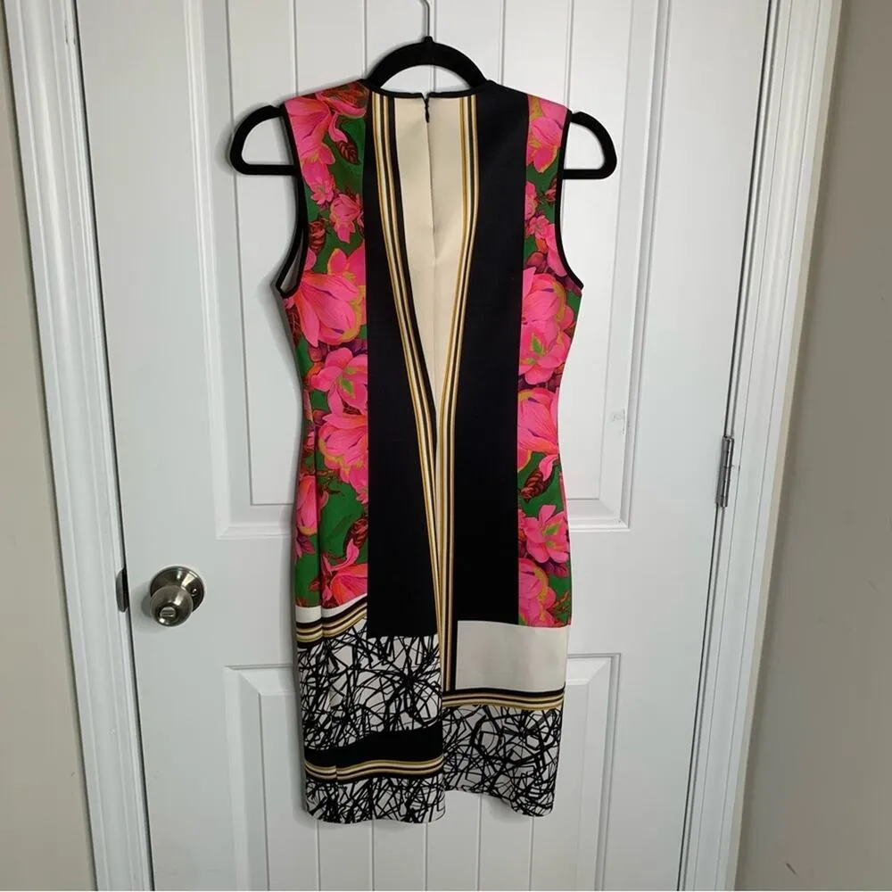 Clover Canyon scoop neck scuba bodycon vibrant‎ floral dress size small vacation - Image 3