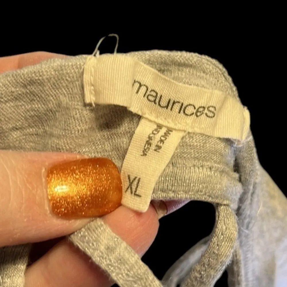 Gray Maurice’s cross back open front cardigan style  with crochet accents. EUC. - Image 7