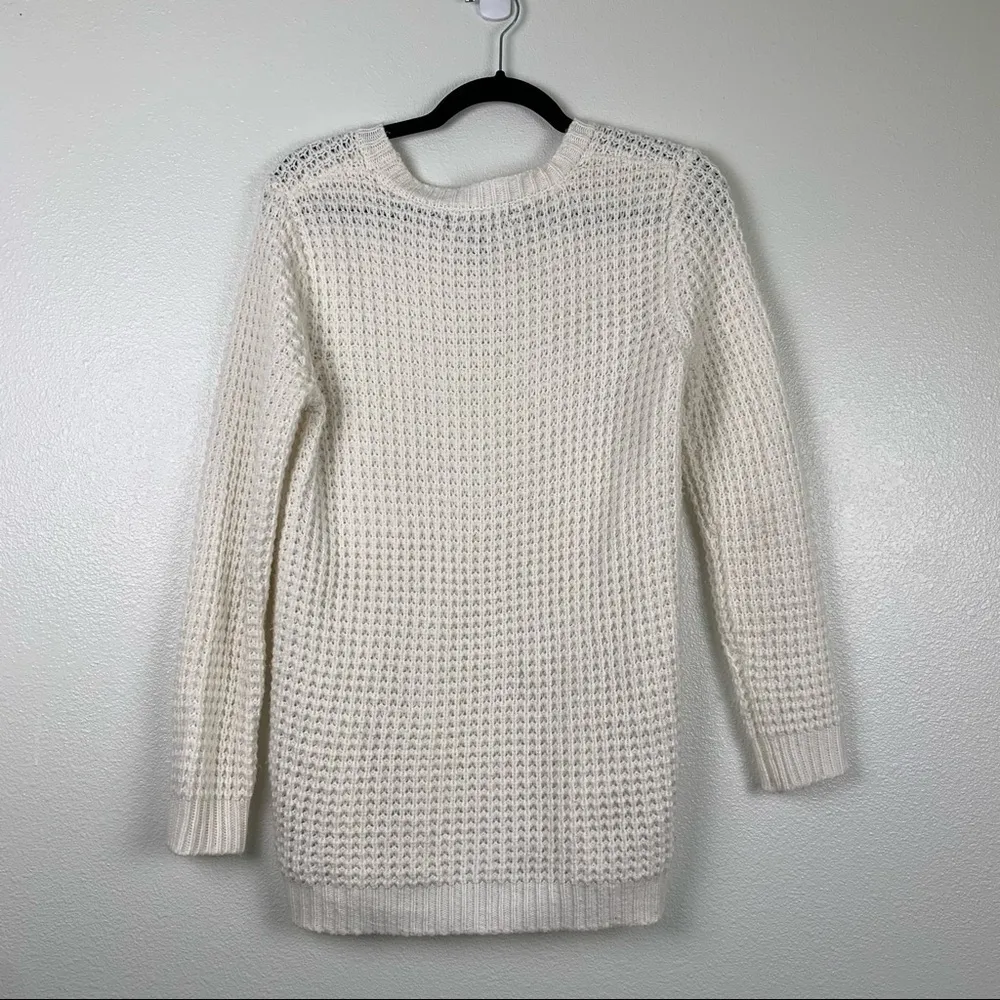 Forever 21 Chunky‎ Open Knit Long Sleeve Pullover Swester White Sz M - Image 6