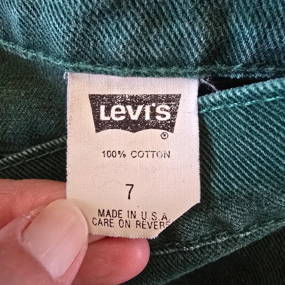 Vintage Levi's 90s Dark Green High Rise Tapered Leg Cotton Jeans Size 7 - Image 10