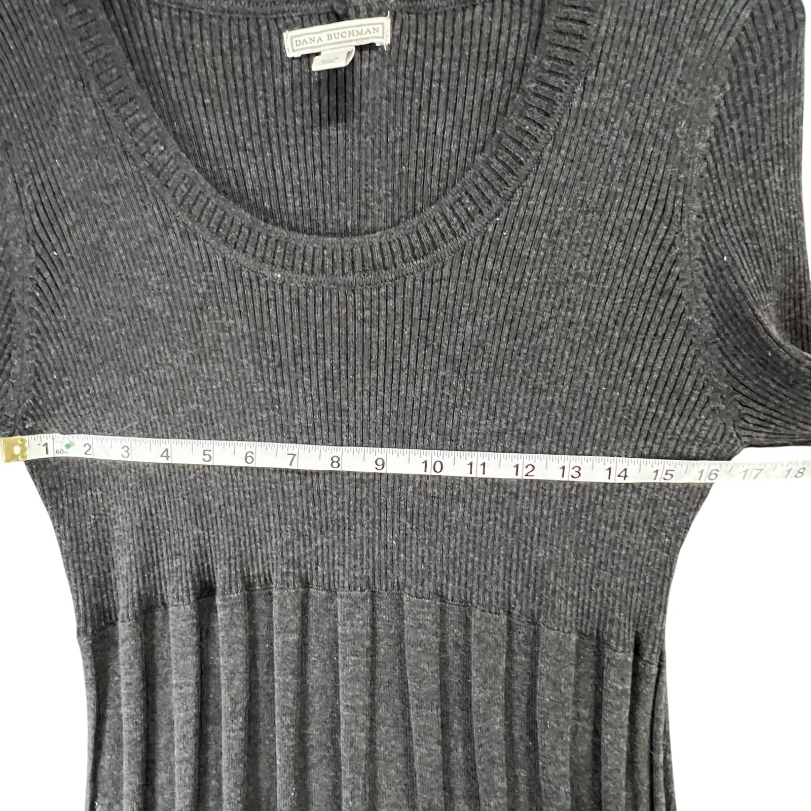 Dana Buchman Sweater Dress With Scarf XL Gray Ribbed Fit Flare Timeless Career - Image 5
