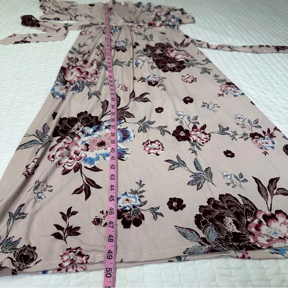 Jessica Simpson Maternity Blouson Cream and Burgundy Floral Dress - Image 4