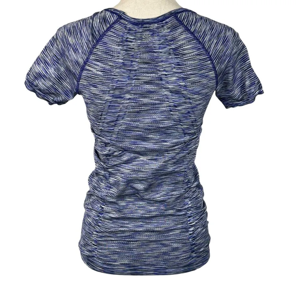 Athleta Medium Space Block Fastest Track Tee Top Ruched Space-Dye Short Sleeves - Image 5