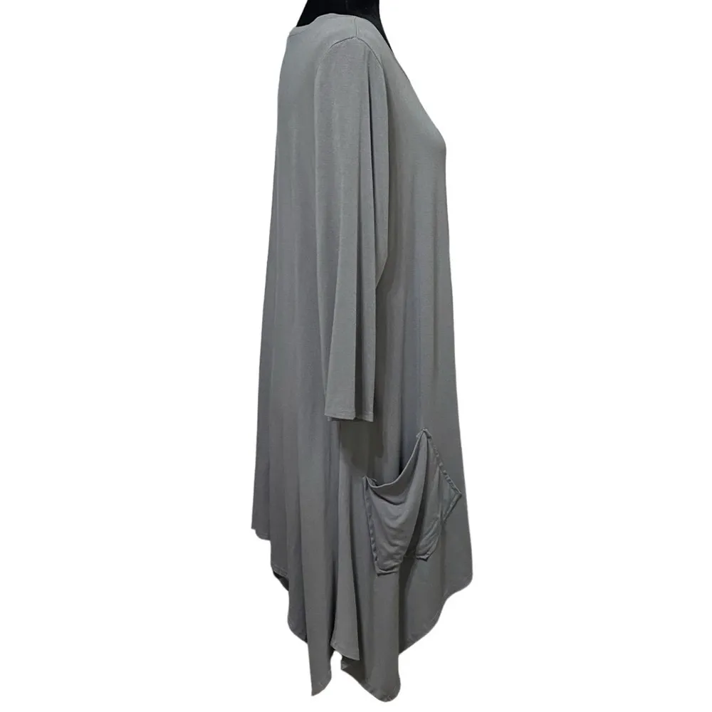Cut Loose Gray Swing Tunic Dress Large Asymmetrical Lagenlook Boho Minimalist - Image 3