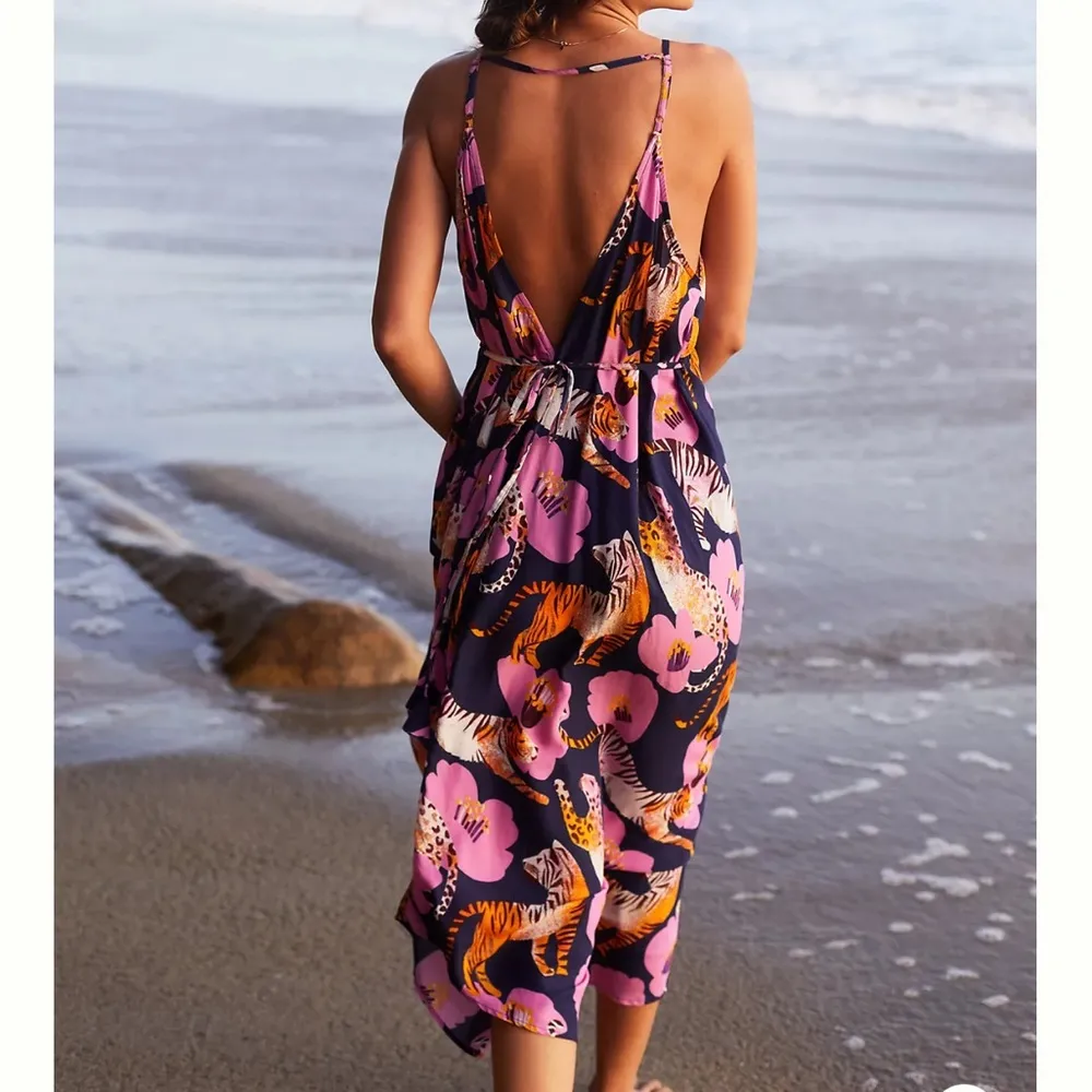 Anthropologie Claire Colin Wildlife Midi Dress Size XS - Image 4