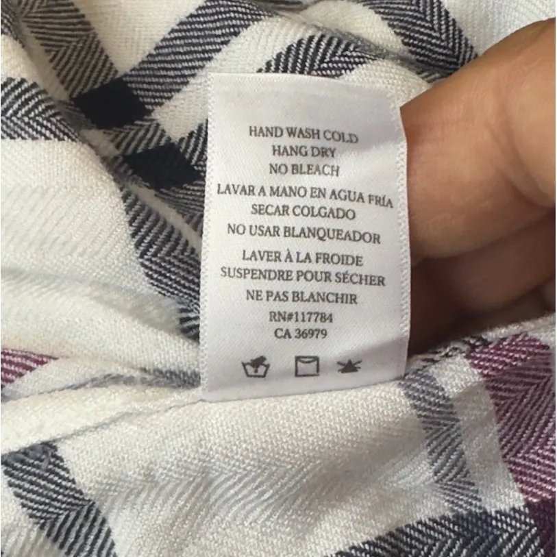Rails‎ Hunter Plaid Button Down Shirt Small Chico Petit White Purple Black EUC - Image 8