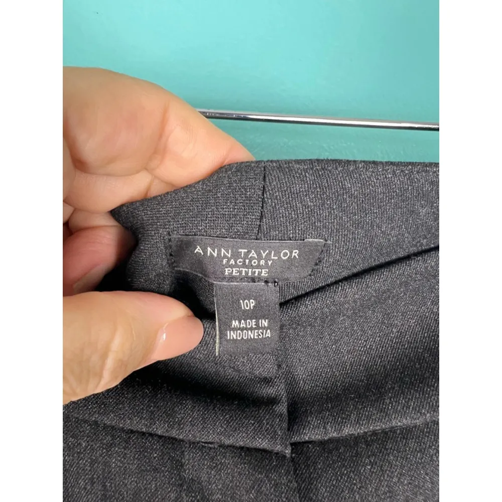 Ann Taylor Factory Black/Grey Dress Pants Size 10P Straight Leg Career Work Sl - Image 3