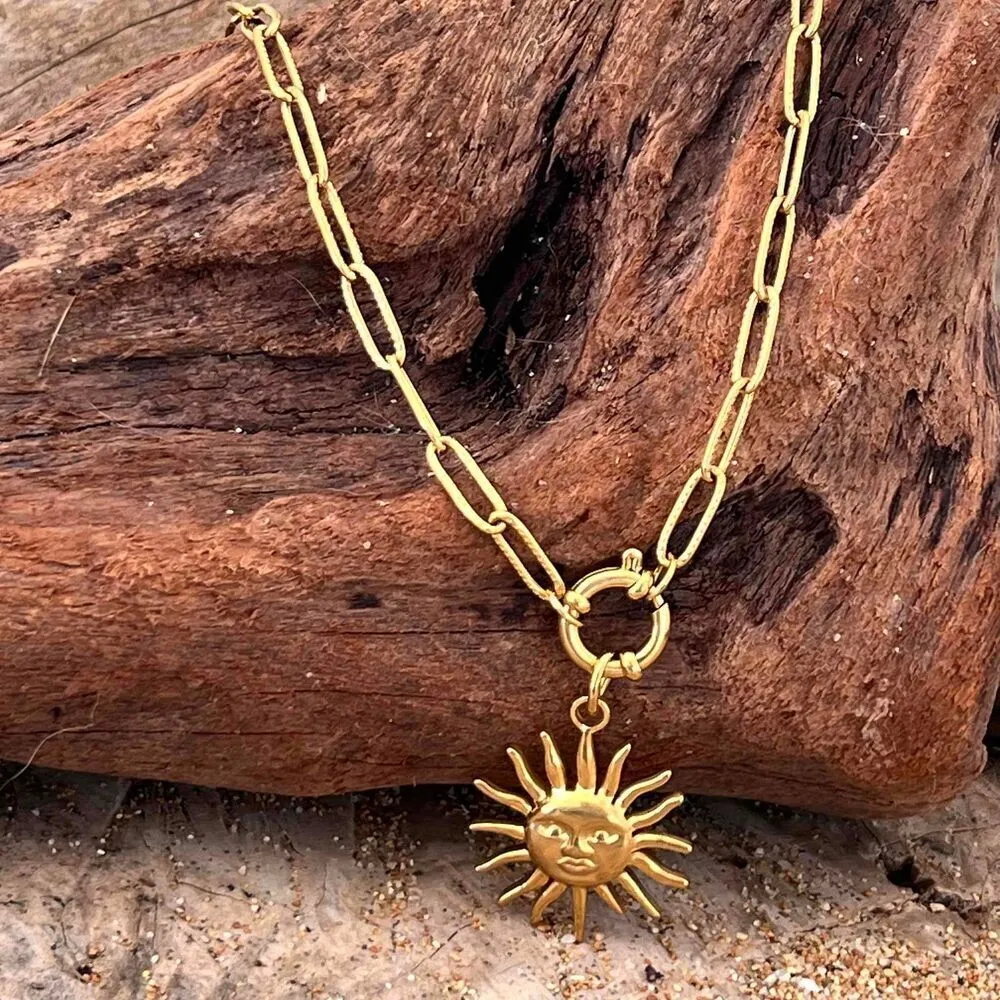 Gold Plated Paperclip Mariner Holder Charm Necklace stainless steel jewelry - Image 3