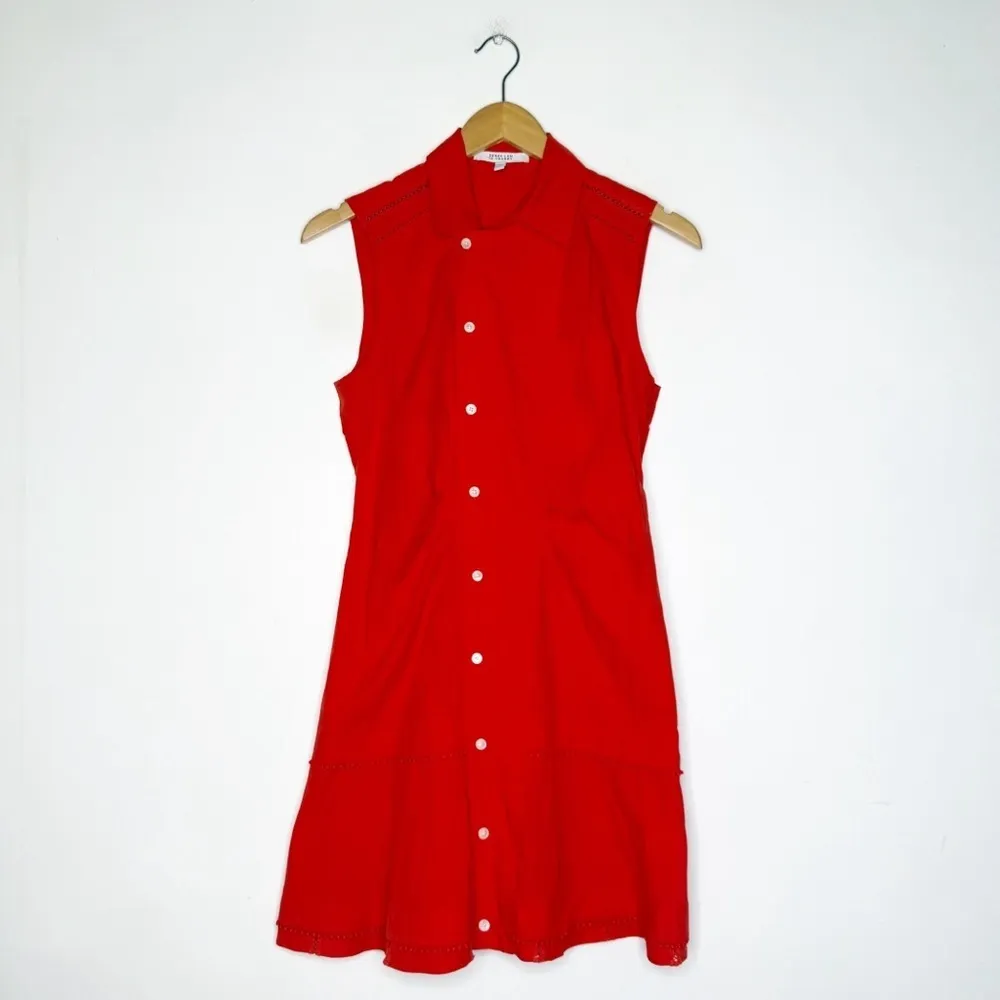 Derek Lam 10 Crosby Red Asymmetrical Poplin Sleeveless Dress Size 6 - Image 3