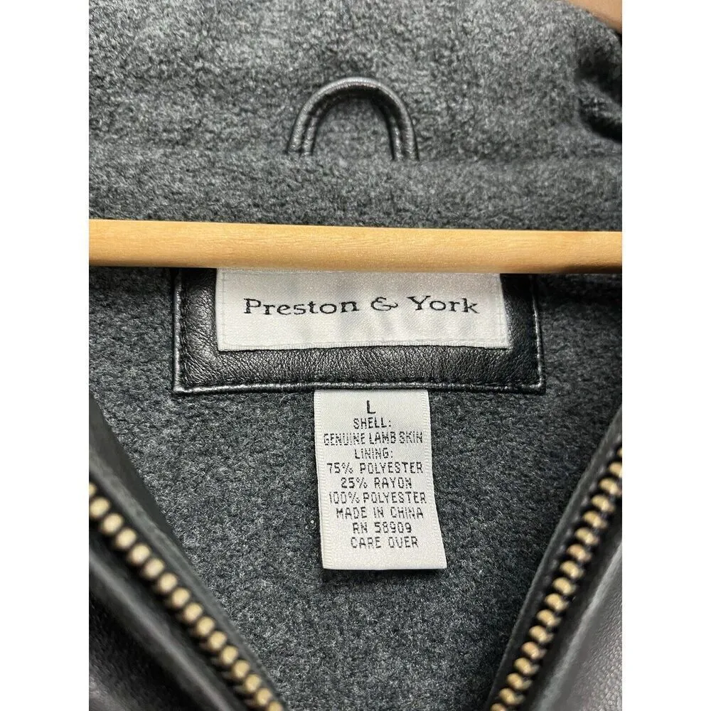 Preston & York Lamskin Leather Black Jacket Size Large - Image 6