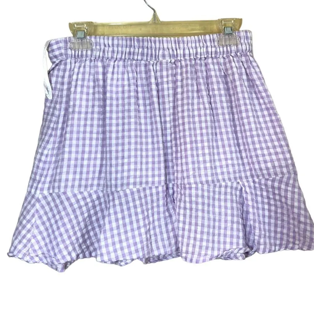Sim & Sam  Purple Gingham Crop Top & Skirt Set - Image 4