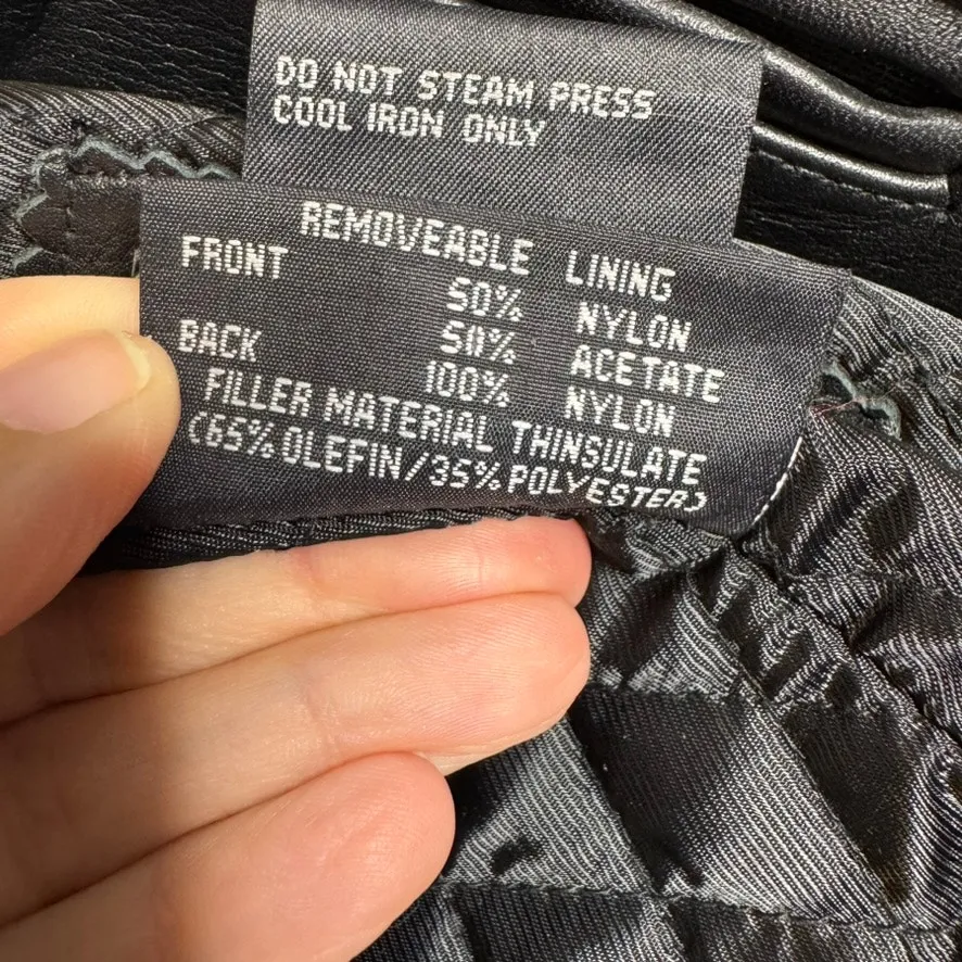 Flying Biker Oakwood Leather Motorcycle Jacket Women L Black Red Thinsulate Size L - Image 15