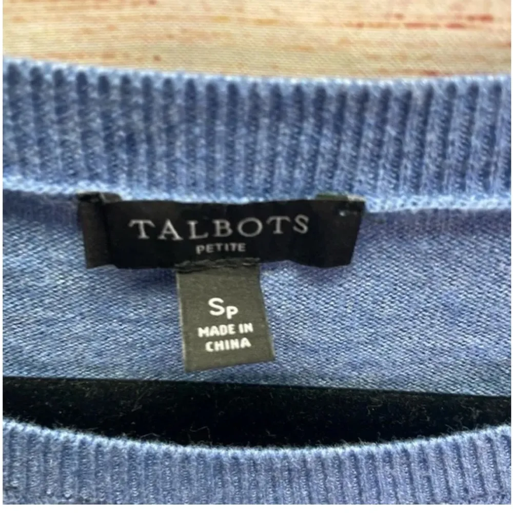 Talbots Lightweight Tossed Dachshund sweater size SP Novelty Knit Admiral Blue - Image 5