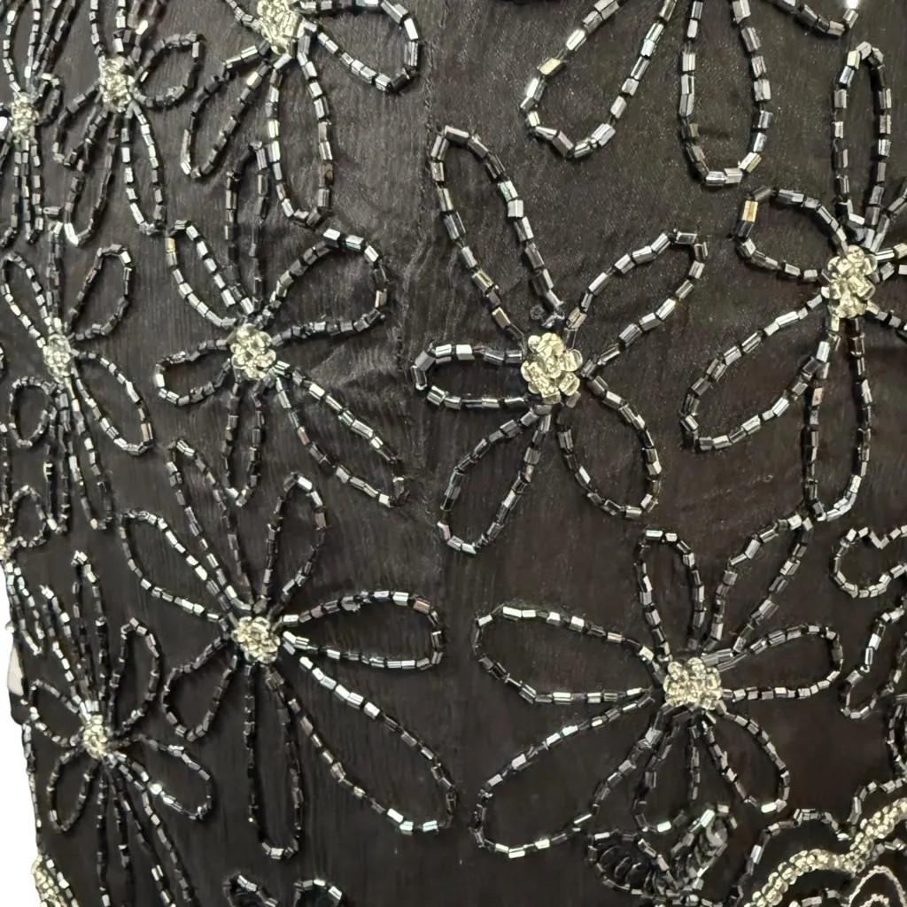 Adrianna Papell Boutique Evening Black Silk Beaded Halter Top Vintage M Size M - Image 10