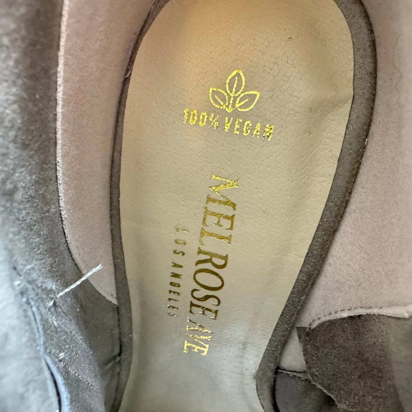 Melrose Ave NWOT Gray Faux Suede Vegan Open Toe Block Heel Booties Size 9 - Image 9