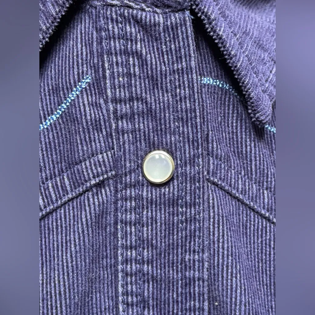 Vintage 90s Mickey Mouse Unlimited Corduroy Embroidered Western Shirt Cowgirl Blue Size M - Image 13