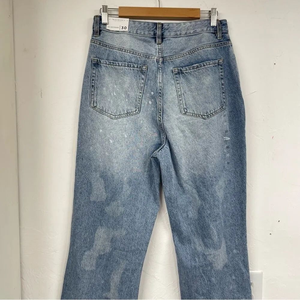 Pacsun Womens Boyfriend 90s Fit Wide Leg High Rise Jeans 30 Destroyed NWT - Image 12