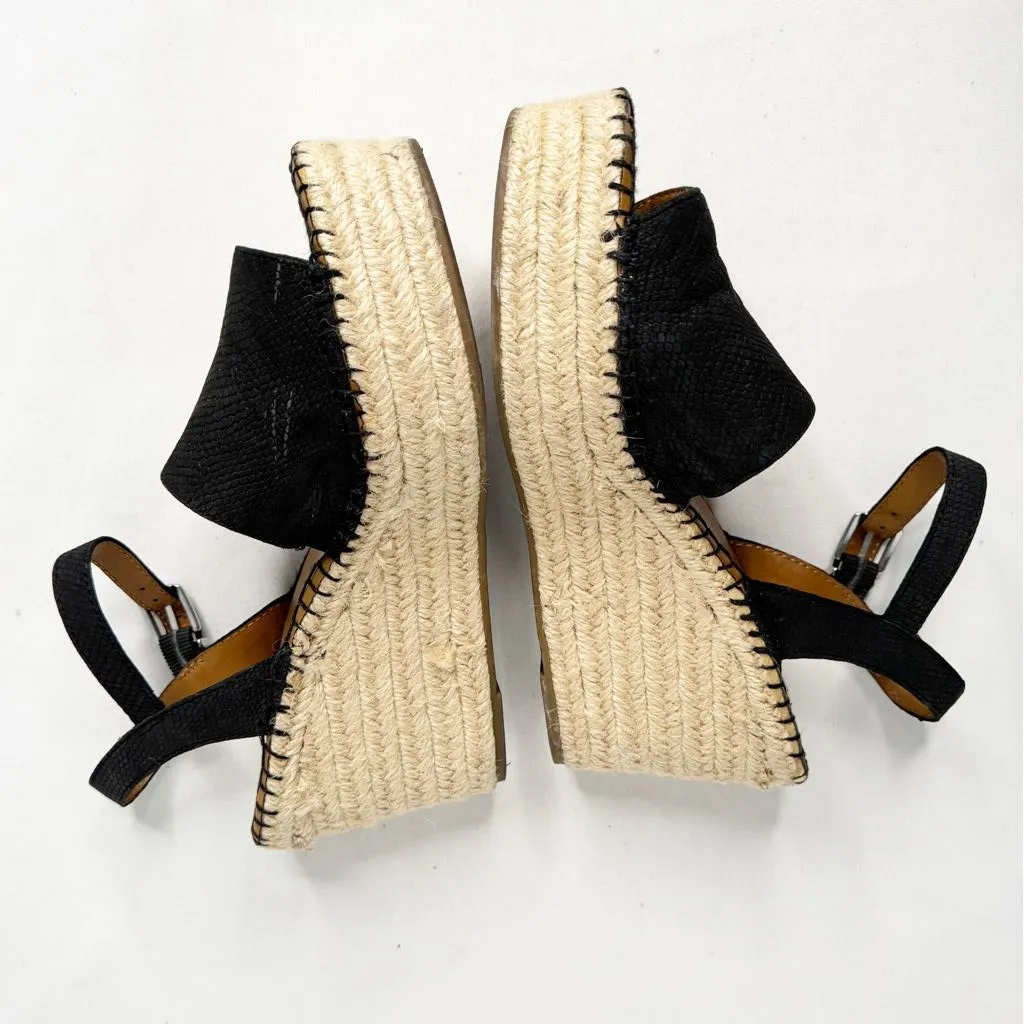 FRANCO SARTO PLATFORM LEATHER TEXTURED ESPADRILLES SZ 9.5. - Image 5