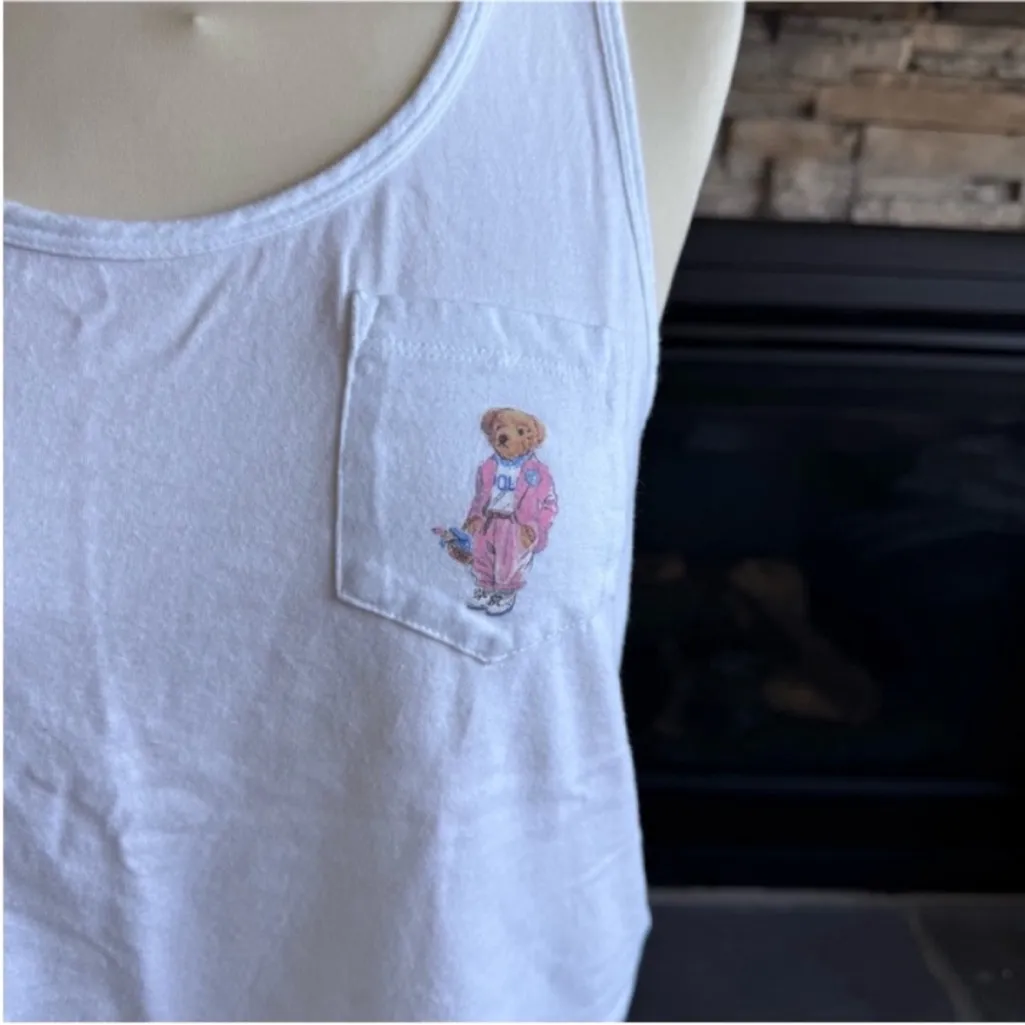 Polo by Ralph Lauren White Tank Top with Embroidered Detail - Image 7