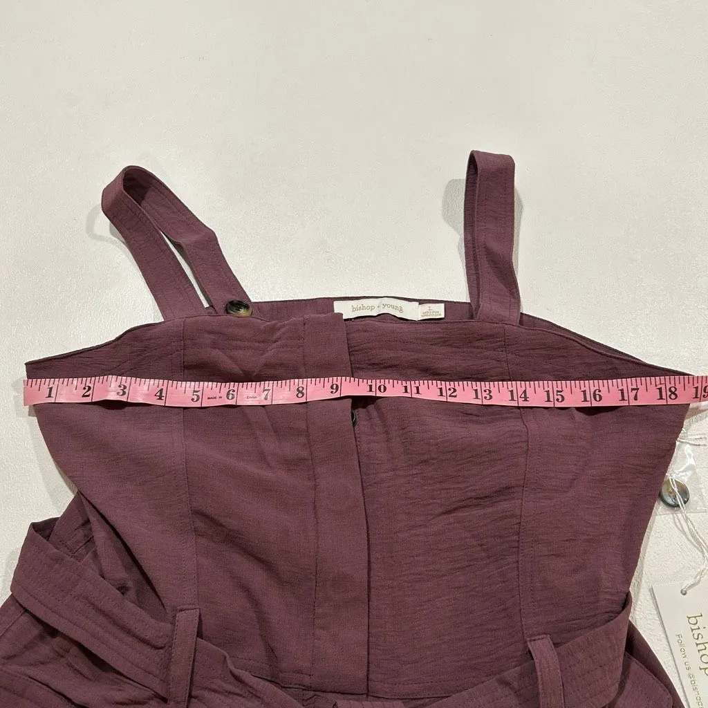 Bishop + Young Nikki Romper Moonflower Purple Tie Waist Sleeveless NWT L - Image 6