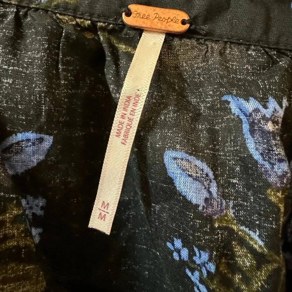 Free People Easy Luv Maxi Skirt Set Black Green Blue Button Gypsy Boho - Image 7