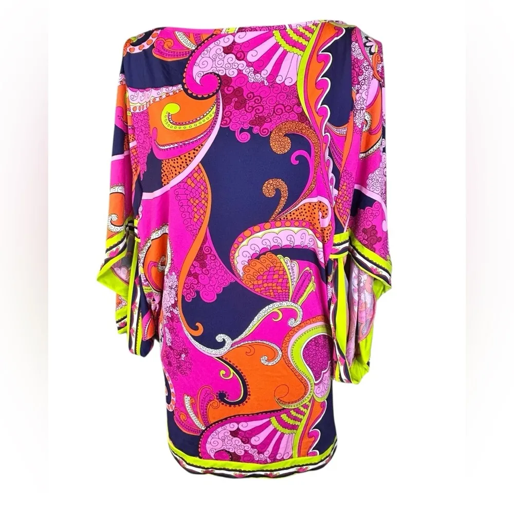 Trina Turk Tunic Swim Coverup top blouse slinky paisley size small - Image 2