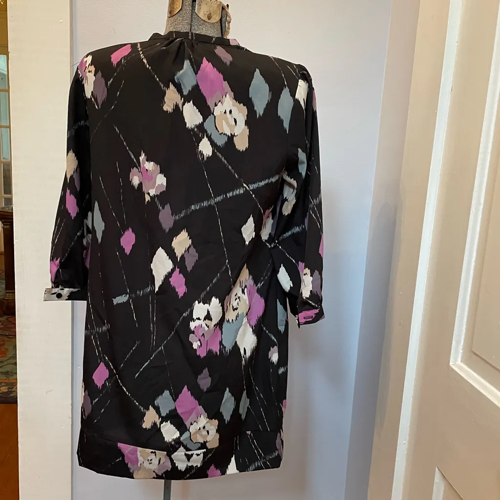 Anthropologie Silence + Noise Black Ruffle Front Long Sleeve Mini Dress Sz L - Image 6