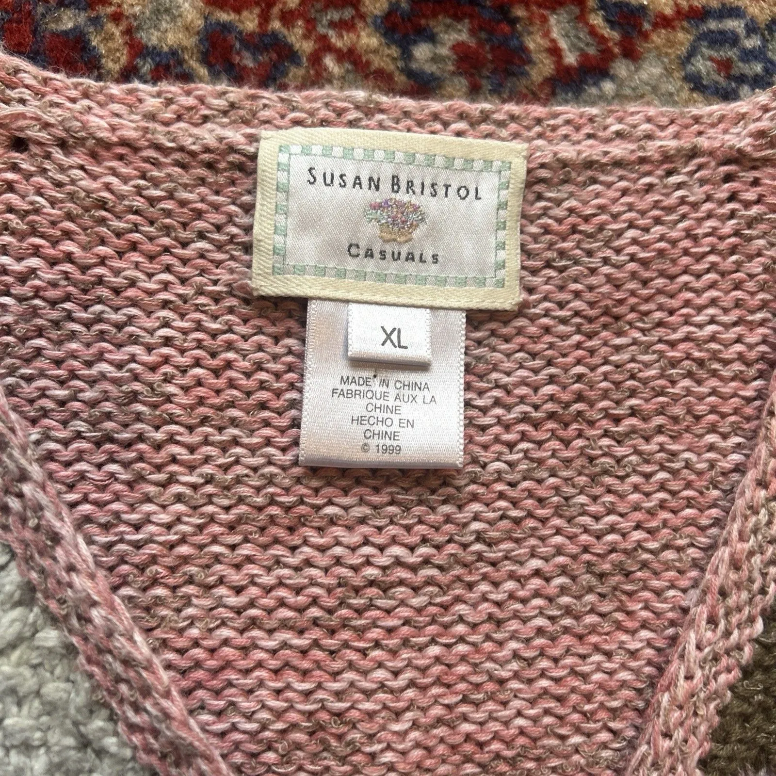 VTG Susan Bristol Sweater Vest XL Pastel Embroidered Floral Cottage Core - Image 4