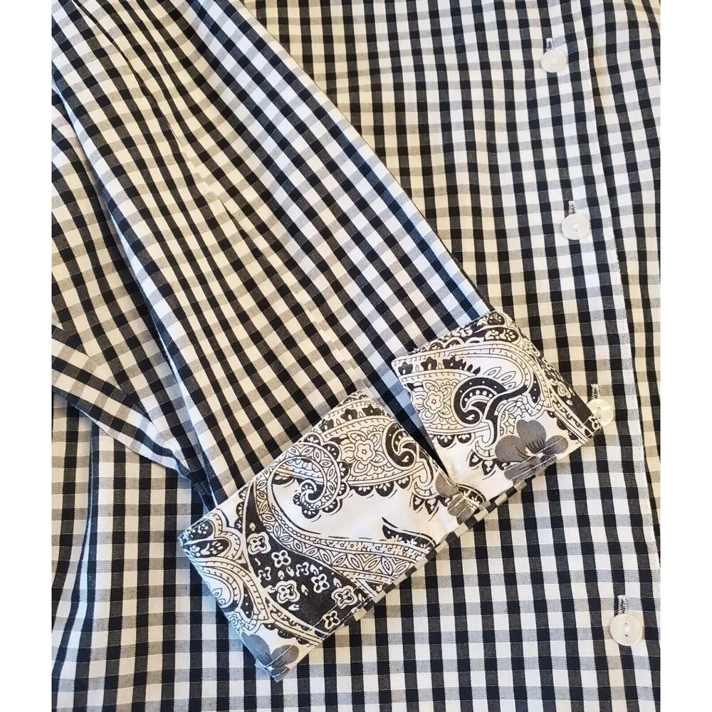 Alia Women's Black & White Gingham Collared Half Sleeve Button Down Shirt 14 - Image 5