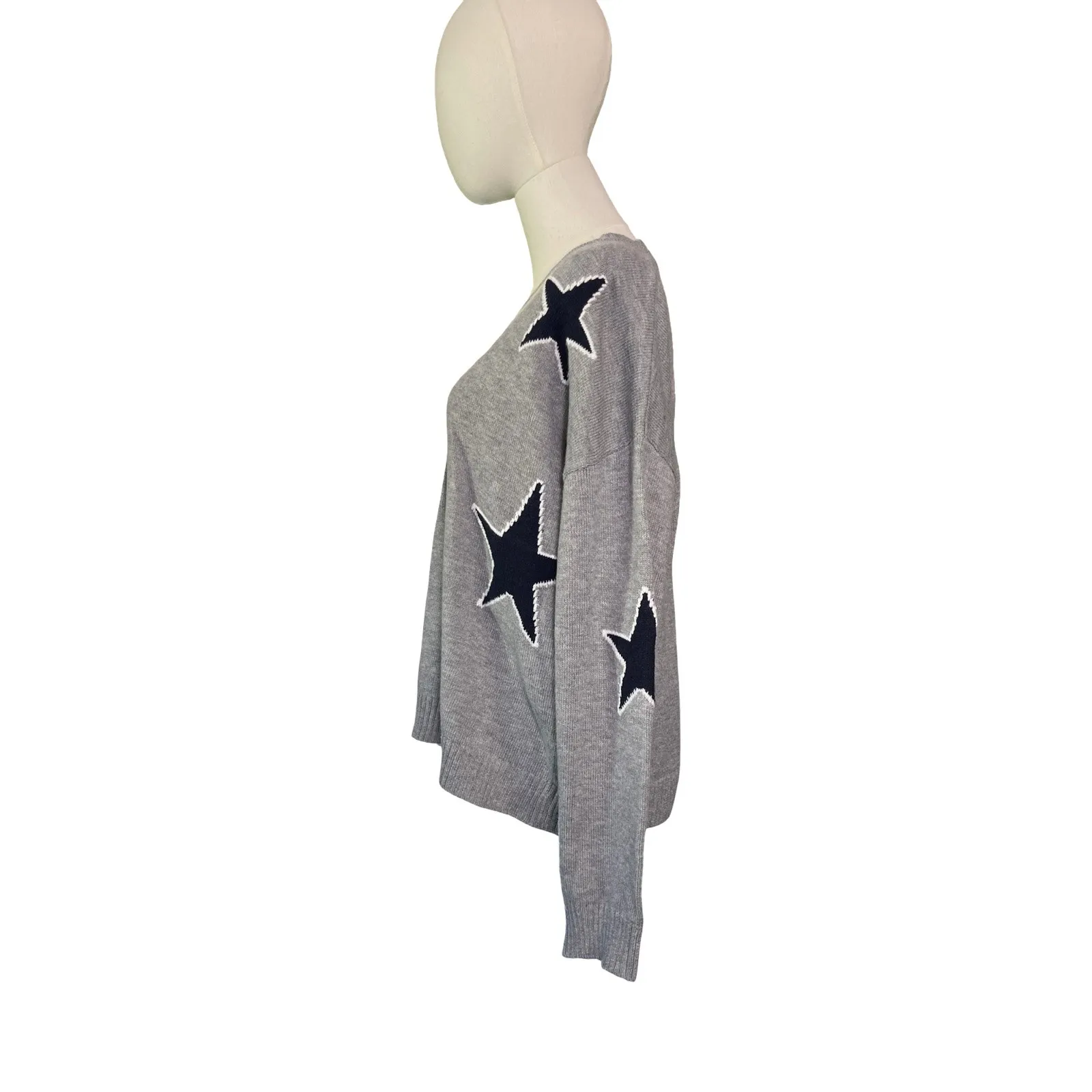 Sweet Romeo Grey Star Sweater Size L Heather Knit Pullover Nordstrom NWT - Image 7