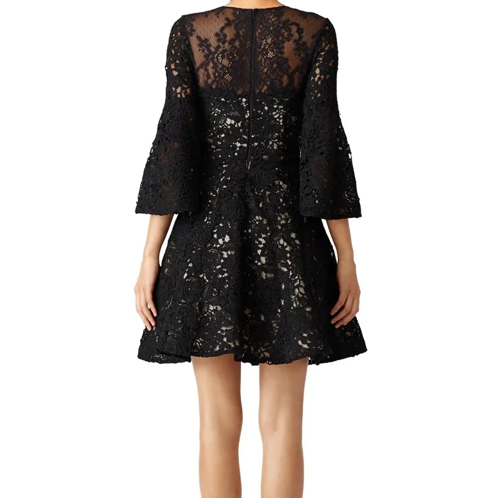 ML Monique Lhuillier Black Bell Swirl Lace Dress size 0 Fit & Flare Cocktail - Image 2