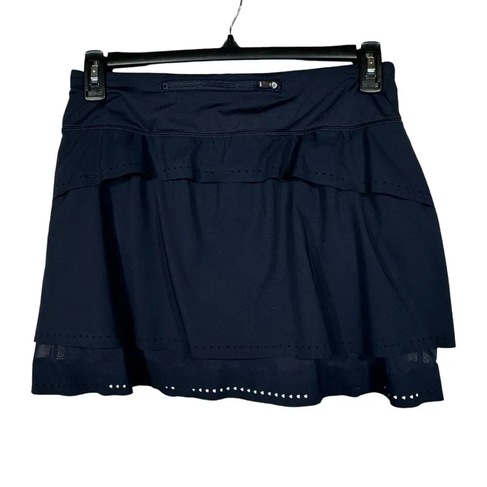 Athleta Small Stealth Trucool Skort Layered Zip Pocket Attached Briefs Navy Blue - Image 5