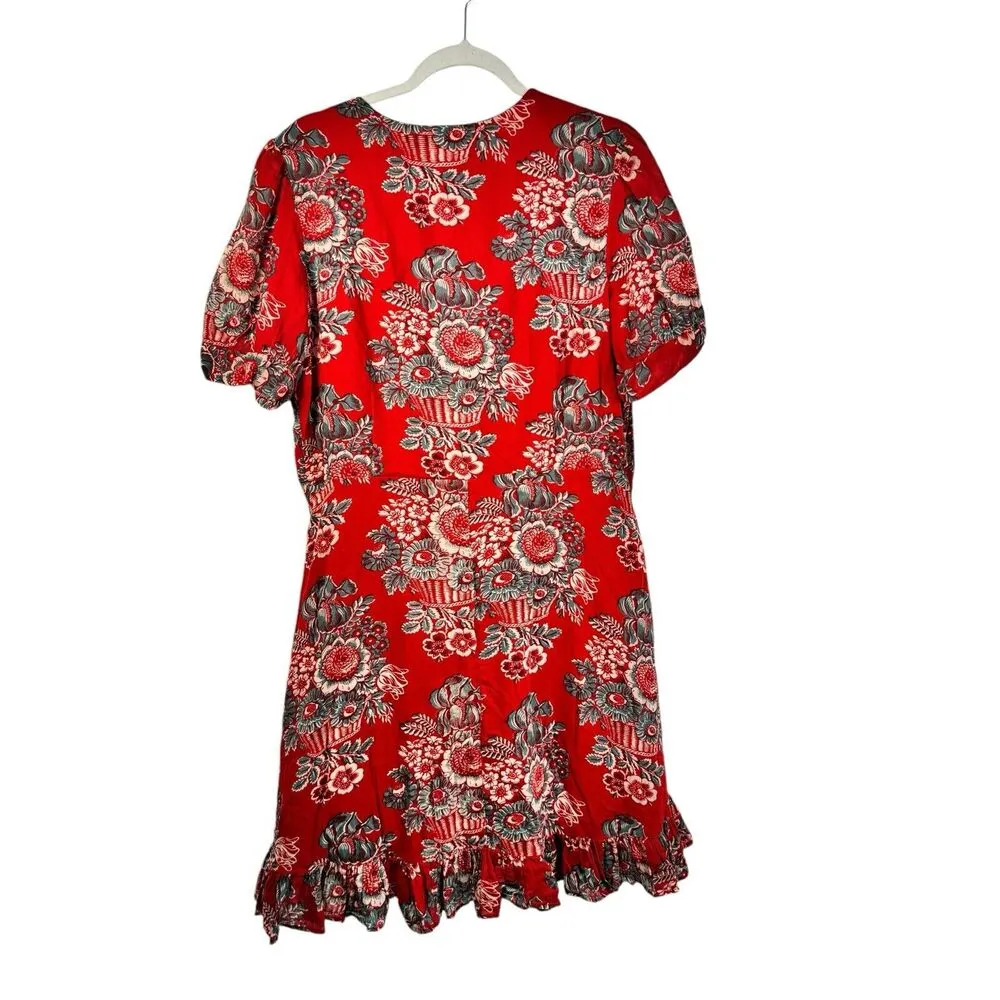 Denim & Supply Ralph Lauren Orange Floral Wrap Dress Boho Romantic Womens Med? - Image 6