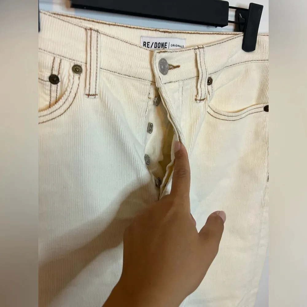 Re/Done Winter White High Rise Ankle Stretch Corduroy Pants - Image 8