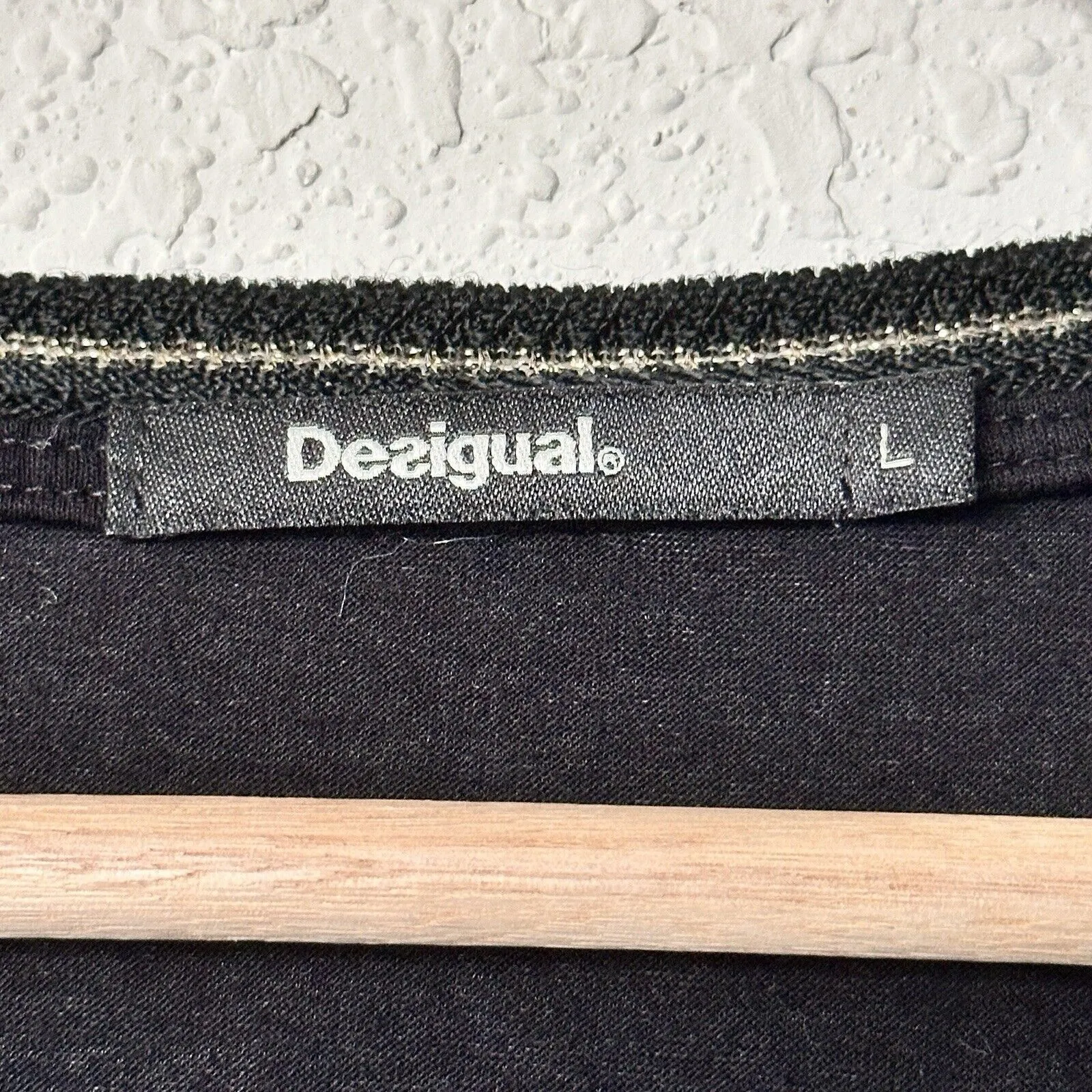 Desigual Granada black beaded floral top L - Image 4