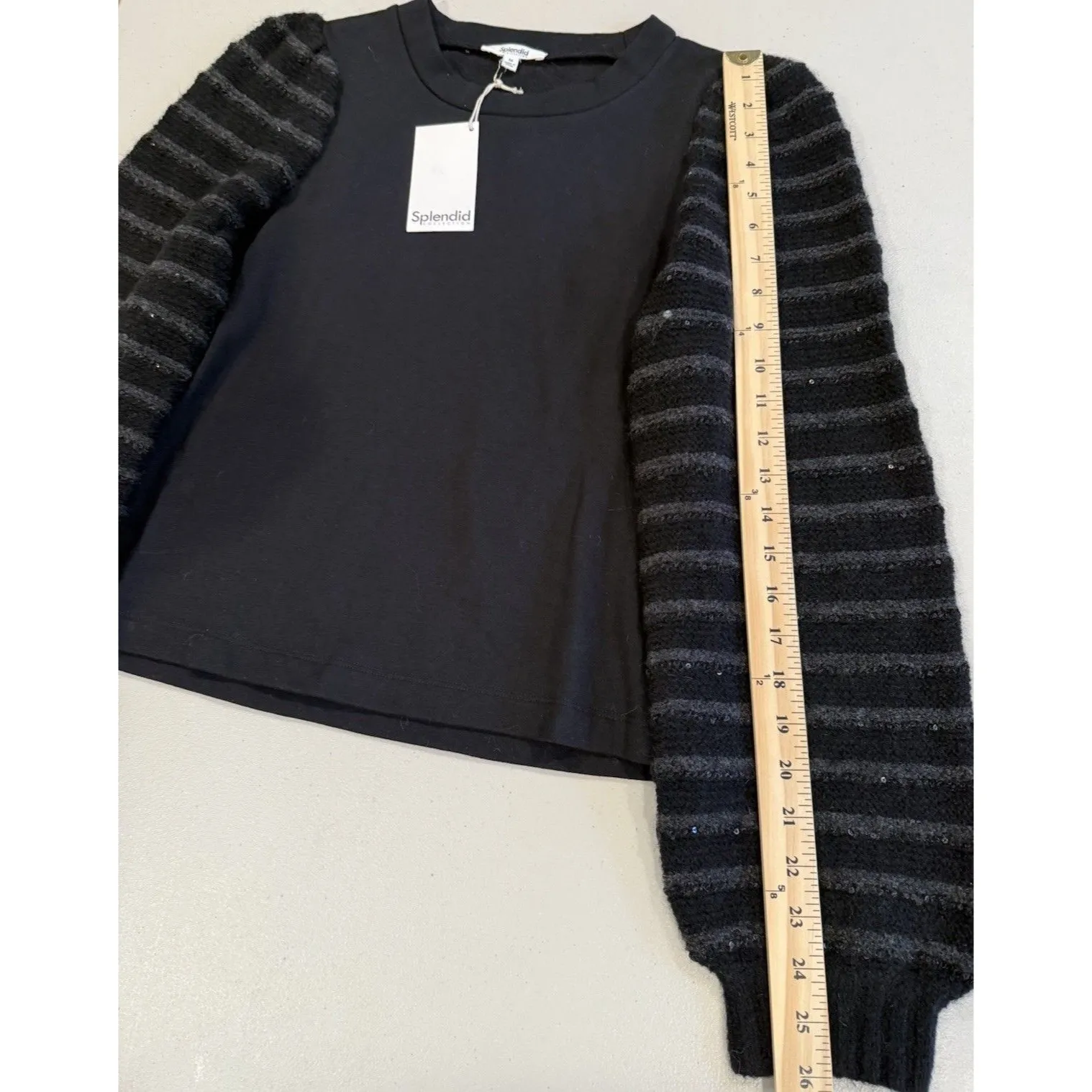 NEW Splendid Sweatshirt Womens Medium Sequin Stretch Whimsigoth Dark Romantic - Image 6