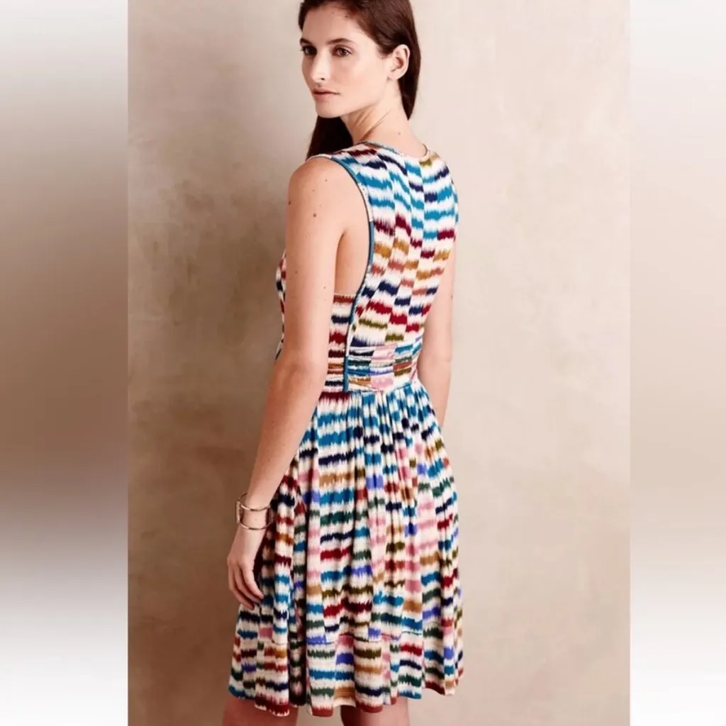 Anthropologie Maeve Rainbow Ikat Print Sleeveless A Line Dress Size Small - Image 2