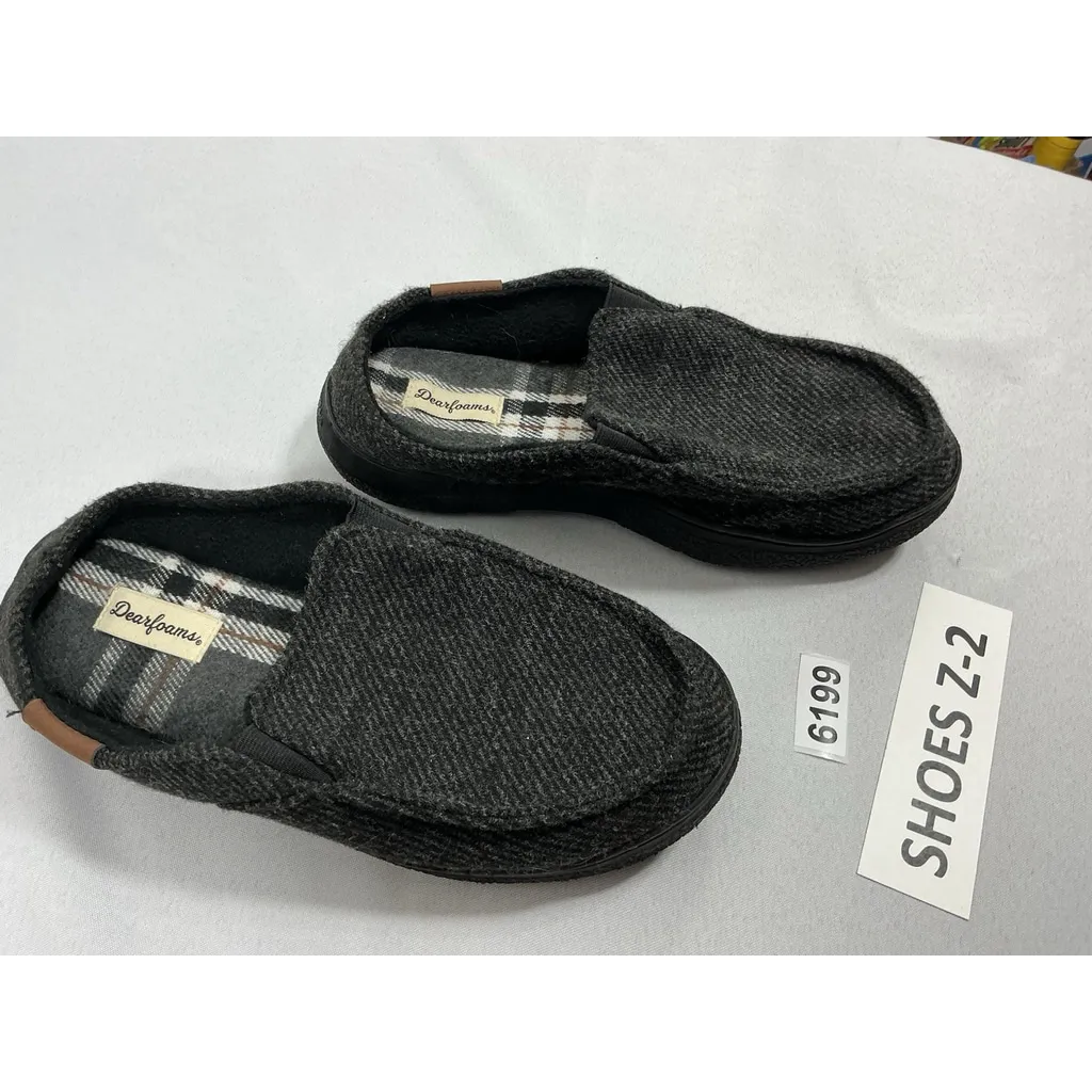 Mens Dearfoams Slipon Slippers Small 7/8 Gray Foam Insoles - Image 2