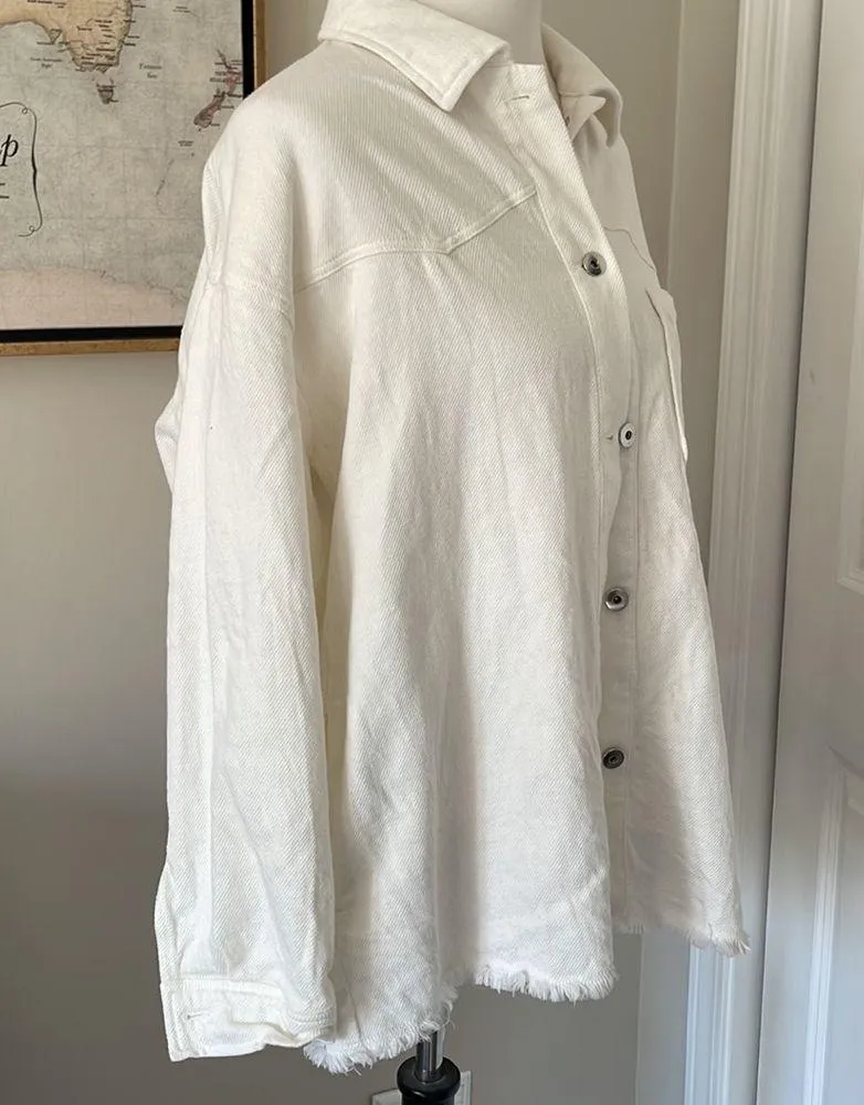 Cute Zara White Button Up Long Sleeve Shirt - Image 4