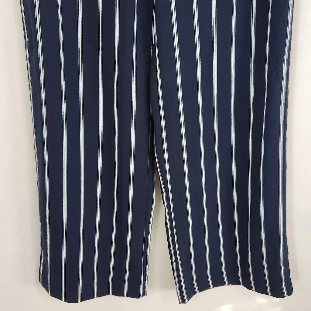 Madison Navy Stripe Wide Leg Pants NWT Size 4 Preppy Striped Dress Pants Blue - Image 4