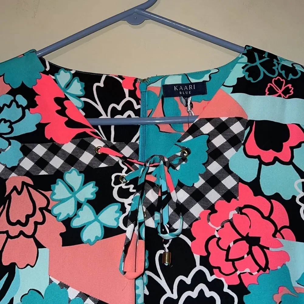 KAARI BLUE size XL dress pink medora popadelic mix bell sleeves lined new bright - Image 5