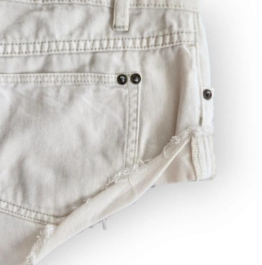 Free People White Mid Rise Super Cheeky Jean Shorts 26 - Image 7
