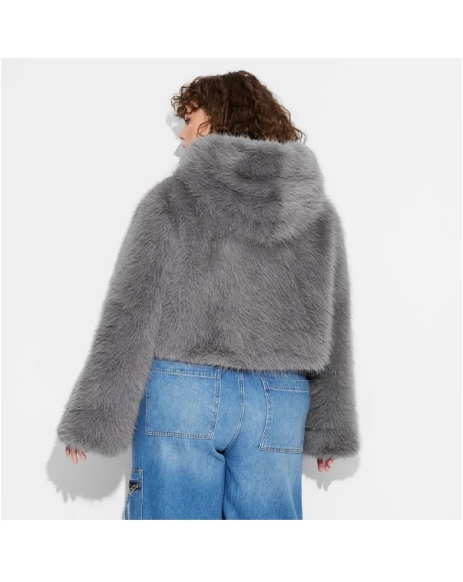 Grey Fur Jacket Faux - Image 2