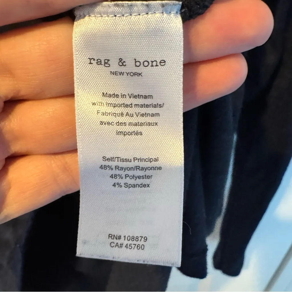 Rag & Bone Hudson Long Sleeve Navy Blue & Black T-Shirt | L - Image 5