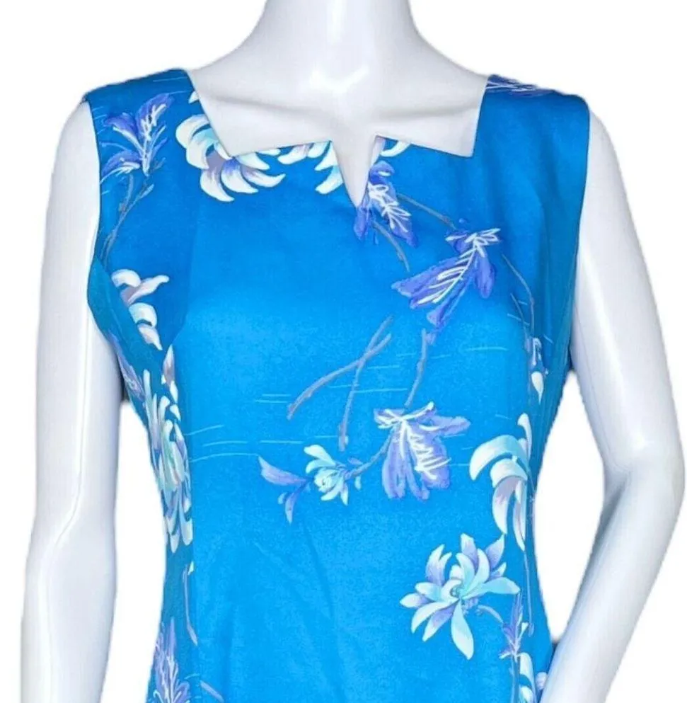 Liberty House Dress Womens 8 Blue Hawaiian Maxi Tropical Island Vacation Vintage - Image 5