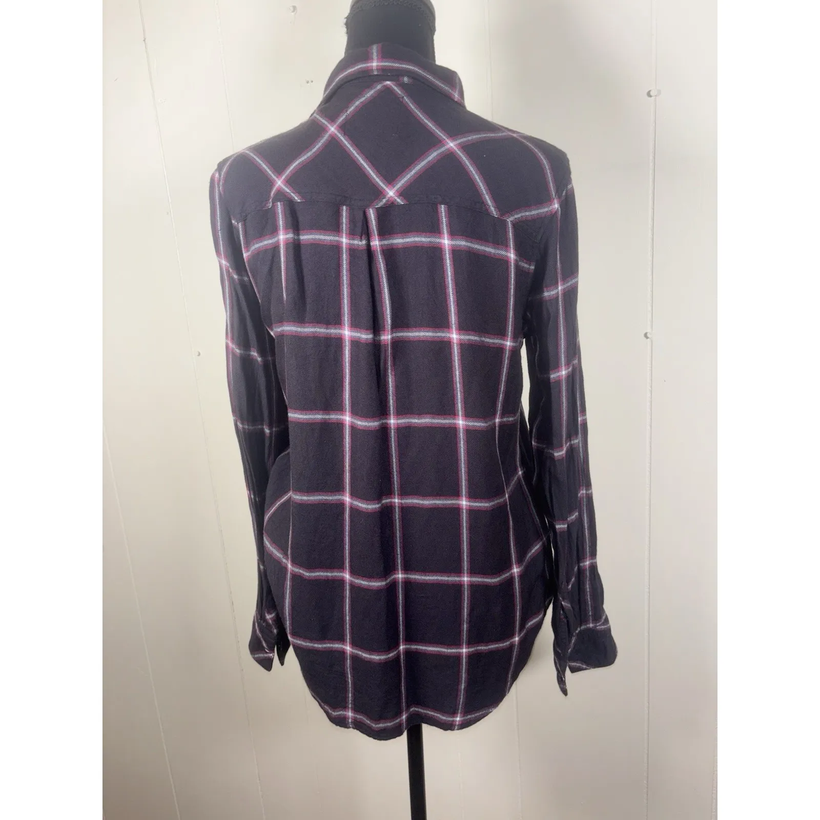Rails Hunter Plaid Flannel Button Up Long Sleeve Shirt Sapphire Magenta Small - Image 2