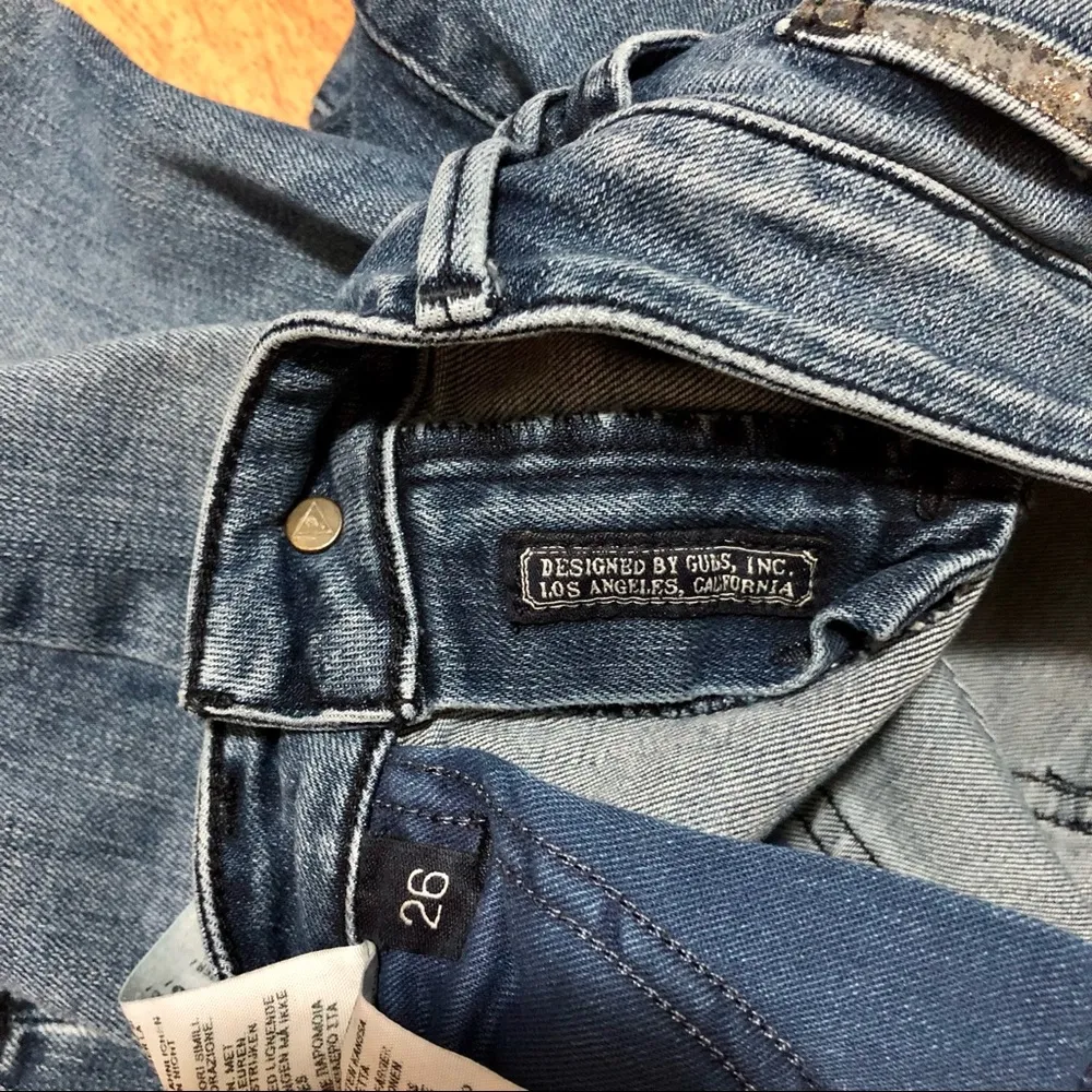 Y2K Guess Jeans Kate Skinny Jeans Medium Wash Stretchy Shimmer Glitter Pocket 26 - Image 5