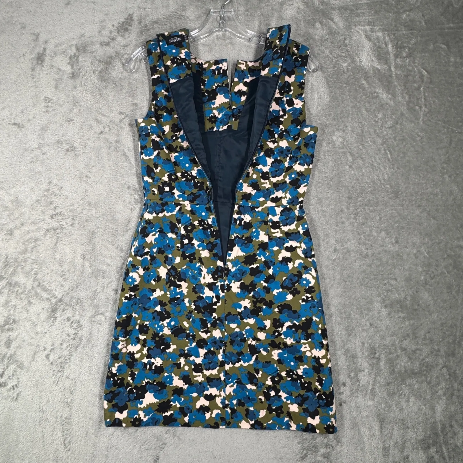 Kate Spade Saturday Dress Womens 0 Blue Green Abstract‎ Floral Retro Fit Flare - Image 4